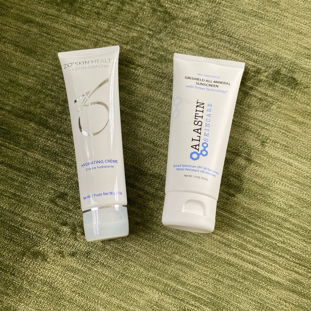 ZO Skin Health moisturizer and Alastin skin care sunscreen